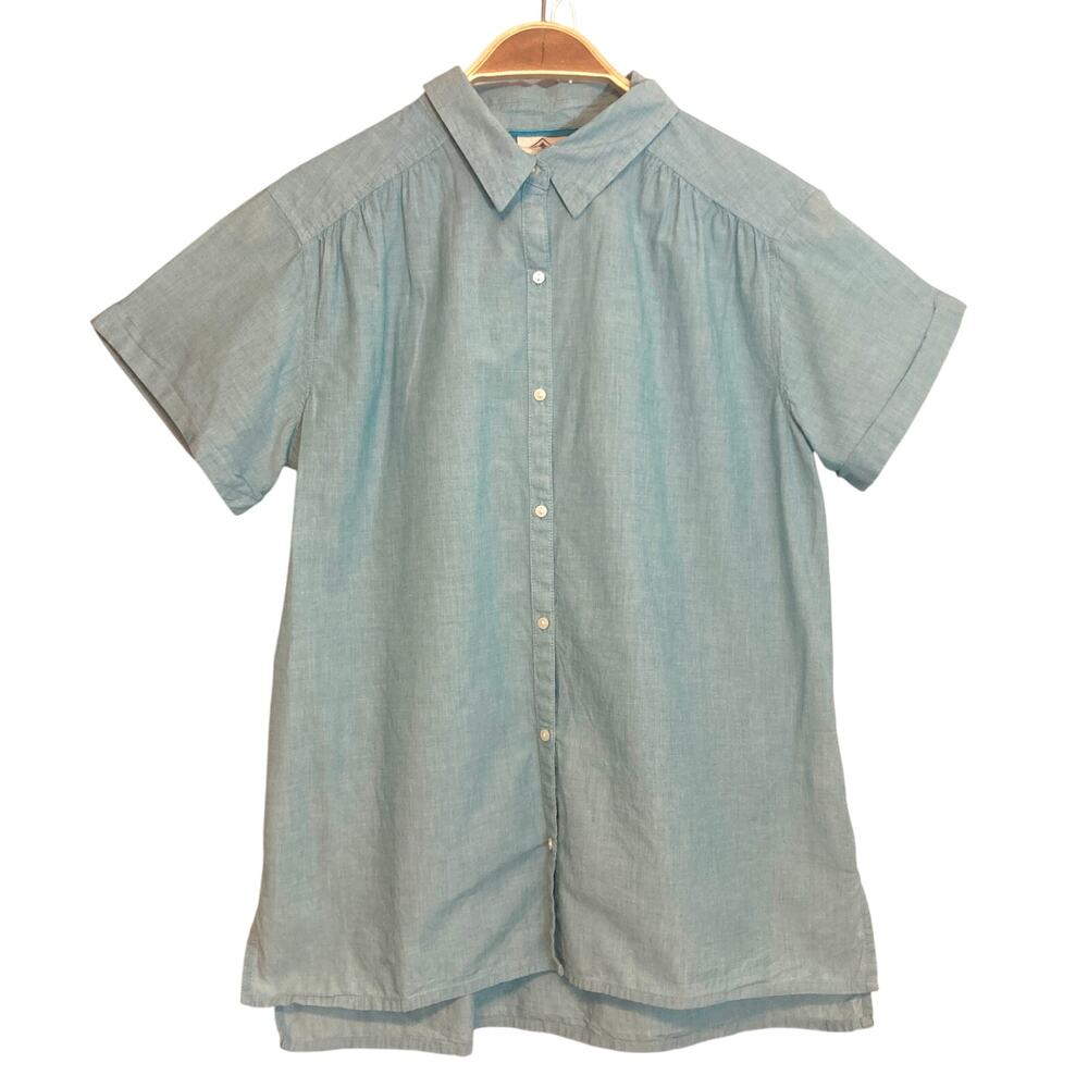 ❤️5/$25 SALE St John’s Bay Light Blue Cotton Short Sleeve Button Up Shirt Top